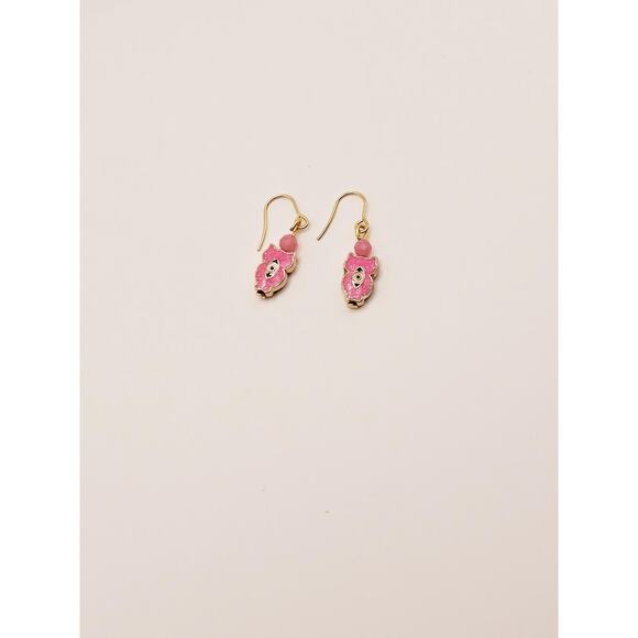 Pink Glitter Enamel Owl Earrings Evil Eye Drop Gold Plated Hook Wire Rose Quartz - Picture 5 of 6